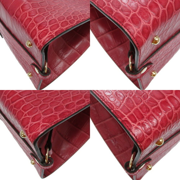 Gucci Matte Crocodile Stirrup Handbag Pink - Picture 4 of 10